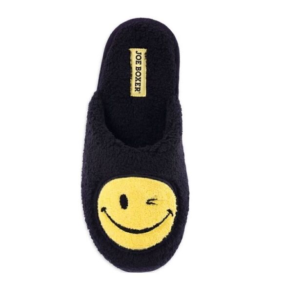 Joe Boxer Women's Smiley Face Slipper & Hat Gift Set Black Size 6/7 - Picture 5 of 7